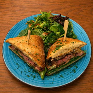 Flat Iron Steak and Arugula Sandwich
