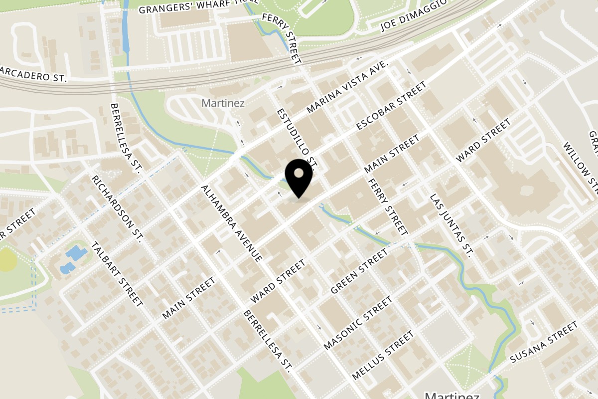 Map showing the location of Roxx | Main St. on 627 Main St in Martinez